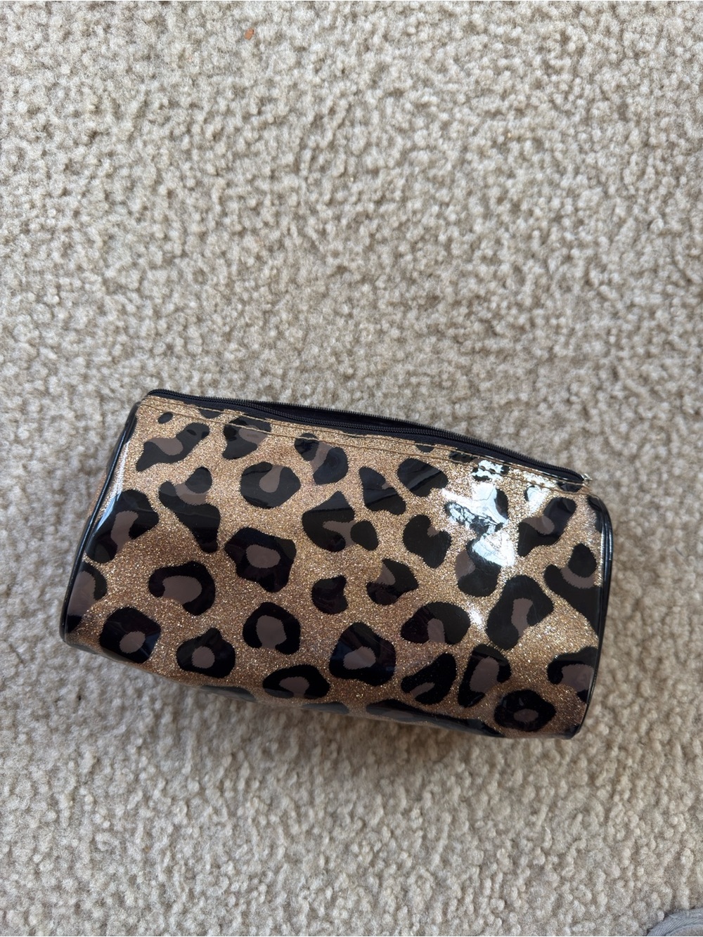 Leopard Print Cosmetic Pouch - Gold and Black